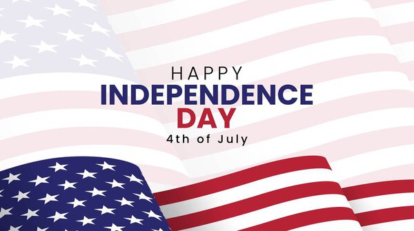 День независимости 4 июля. Фон независимости США с размахиванием американским флагом. Векторная иллюстрация