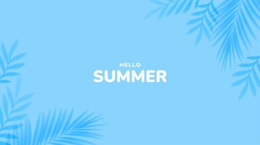 Palmiye yapraklarıyla minimalist yaz geçmişi. Tropik yaz yaprağı gölge tasarımı. Yaz indirimi afişi. Vektör illüstrasyonu