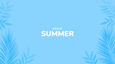 Palmiye yapraklarıyla minimalist yaz geçmişi. Tropik yaz yaprağı gölge tasarımı. Yaz indirimi afişi. Vektör illüstrasyonu