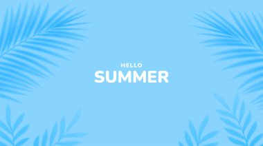 Palmiye yapraklarıyla minimalist yaz geçmişi. Tropik yaz yaprağı gölge tasarımı. Yaz indirimi afişi. Vektör illüstrasyonu