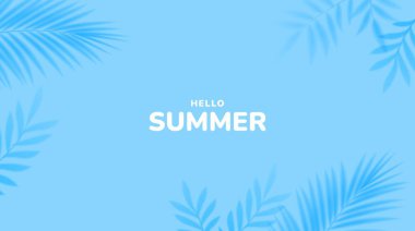 Palmiye yapraklarıyla minimalist yaz geçmişi. Tropik yaz yaprağı gölge tasarımı. Yaz indirimi afişi. Vektör illüstrasyonu