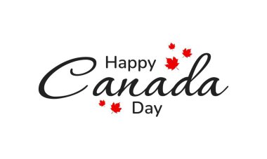 Kırmızı akçaağaç yaprağıyla Kanada Günü 'nüz kutlu olsun. Vektör illüstrasyonu