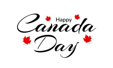 Kırmızı akçaağaç yaprağıyla Kanada Günü 'nüz kutlu olsun. Vektör illüstrasyonu