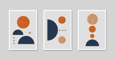 Soyut modern sanat poster seti. Modern minimalist boho duvar dekoru. Geometrik şekil ve çizgi baskı sanat tasarımı Vektör illüstrasyonuName