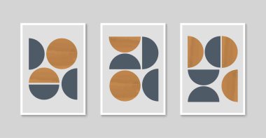 Duvar sanatı poster tasarımı. Minimalist boho duvar süslemesi. Soyut çağdaş iç baskı sanatı. Vektör illüstrasyonu 