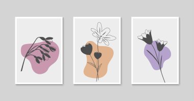 Soyut bir duvar resmi posteri. Minimalist yaprak çizimi. Vektör illüstrasyonu