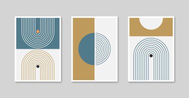 Minimalist duvar sanat tasarımı. Geometrik şekilli soyut çağdaş poster. Vektör illüstrasyonu