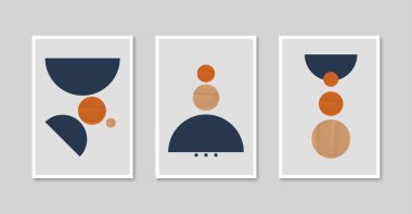 Minimalist duvar sanat tasarımı. Geometrik şekilli soyut çağdaş poster. Vektör illüstrasyonu