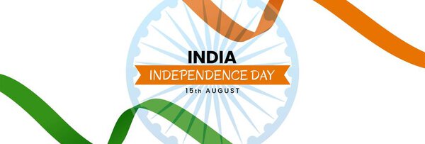 День независимости Индии, 15 августа. Индийский триколор и колесо Ашоки. Векторная иллюстрация