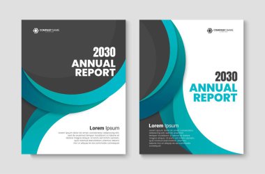 Şirket yıllık rapor tasarım şablonu. İş broşürü tasarımı. Vektör illüstrasyonu