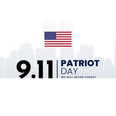 Vatanseverlik Günü 11 Eylül arka planı. Asla unutmayacağız. Vektör illüstrasyonu