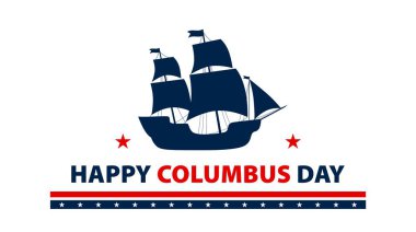 Columbus Günü 'nün geçmiş tasarımı kutlu olsun. Columbus Günü tebrik kartı tasarımı. Vektör illüstrasyonu