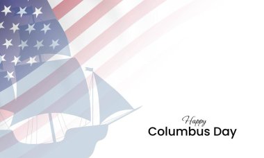 Columbus Günü arka plan tasarımı. Kolomb Günü gemi siluetiyle kutlanıyor. Vektör illüstrasyonu