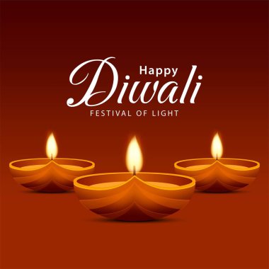 Benzin lambasıyla Diwali Kutlaması 'nız kutlu olsun. Diwali Işık Festivali tebrik kartı tasarımı. Vektör İllüstrasyonu