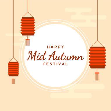 Sonbahar festivalinin ortası arka plan tasarımı. Pankart, el ilanı, satış, poster şablonu. Vektör çizimi. Çeviri: sonbahar ortası festivali