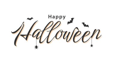 Mutlu Cadılar Bayramı metin tasarımı. Cadılar Bayramı için tebrik kartı, afiş, poster ve davetiye tipografisi. Vektör illüstrasyonu