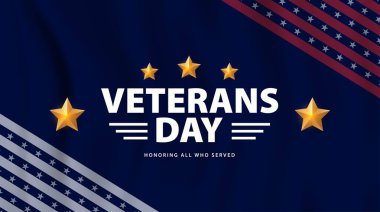 Gaziler günü geçmişi. Amerikan ulusal kutlama pankartı tasarımı. Birleşik Devletler bayrağıyla poster dağıtanları onurlandırmak. Vektör illüstrasyonu