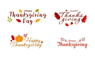 Mutlu şükran günü mektupları tasarımı. Şükran Günü tipografi şablonu. Sonbahar bayramı kutlama afişi. Vektör illüstrasyonu