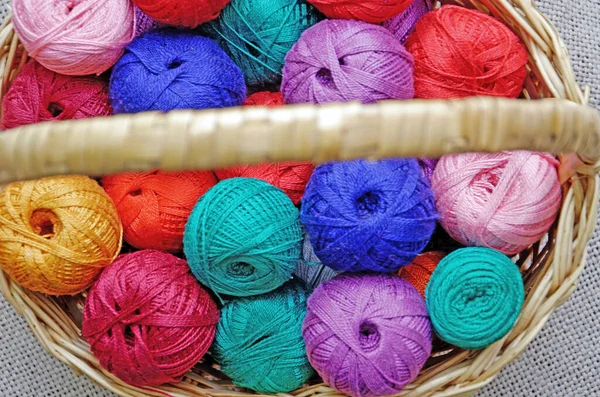 Multi Colored Skeins Thread Needlework Threads Close — Stock Photo, Image
