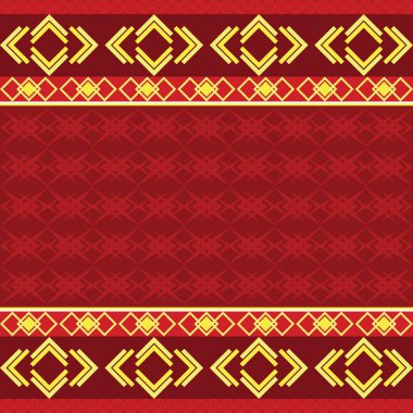 Kabile motifleri altın ve koyu kırmızı ile süslenmiş, bu bohem şık tasarım modern ve klasik. Yakut kırmızısı arka plan kusursuz motifi vurgular, moda ve ev tekstili için mükemmeldir