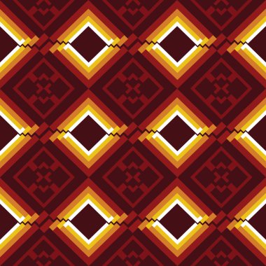 Kırmızı arkaplanda kırmızı gül renginde pürüzsüz etnik desen. Kabile, boho ve çiçek tasarımı modern ve geleneksel sanatı harmanlıyor. Tekstil, duvar kağıdı, moda ve dijital baskı için mükemmel.