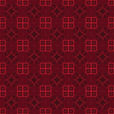 Bohem kabile çiçekleri koyu ve yumuşak kırmızı renklerde. Giysiler, tişörtler, telefon kılıfları ve modern etnik stile ve kırsal boho sanatına sahip ev dekorasyonu için şık bir desen.