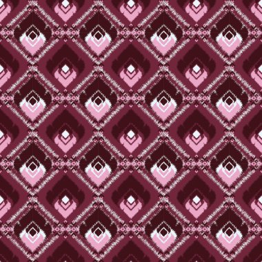 Magenta ve pembe renkler bu boho kusursuz deseni vurgular, kabile geometrik tasarımı ve çiçek sanatını birleştirir. Modern bir giysi, sari, tişört ve romantik etnik tarzlı yumuşak bir dekor.