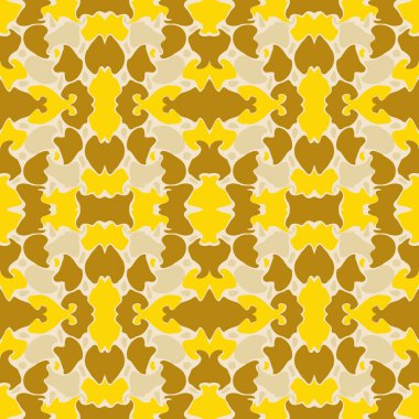 Yumuşak bej, saf altın ve koyu renk kumaş dokuma motifleriyle, kabile derisi ve tekstil esinlenerek, sokak kıyafetleri, gençlik mobilyaları, kafe iç dekorasyonları için uygun organik sıvı desenleri var.