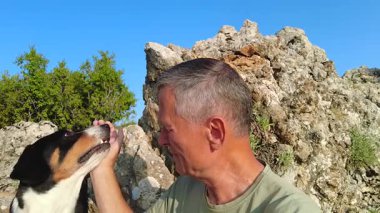 Entlebucher Dağ Köpeği sahibine sarılıp oynamayı sever..