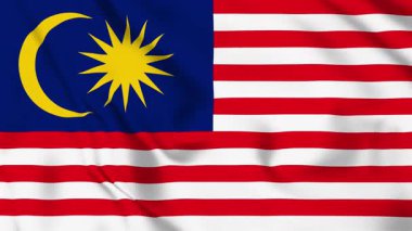 Gerçekçi Kumaş desenli Animasyon Malezya Bayrağı