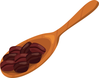 Kahveye, kafeye, mutfağa, aşçılığa, yemek bloglarına ve kahve tasarımlarına uygun koyu kavrulmuş kahve çekirdekli tahta kaşık.