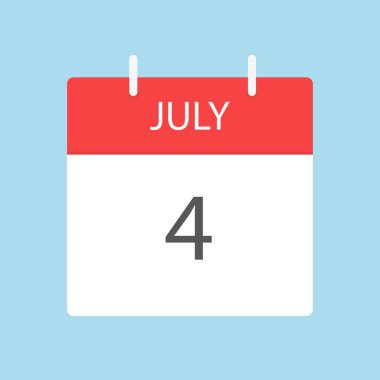 Temmuz gözyaşı takvimi simgesi. Her gün yırtılacak bir takvim. Düz bir şekilde vektör illüstrasyonu. Açık mavi bir arkaplanda izole edilmiş.