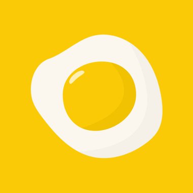 Sarı arka planda izole edilmiş yumurta. Düz bir şekilde vektör illüstrasyonu. Kızarmış yumurta ikonu.