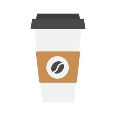 Beyaz plastik kahve fincanı. Düz bir şekilde vektör illüstrasyonu. Beyaz arkaplanda izole.