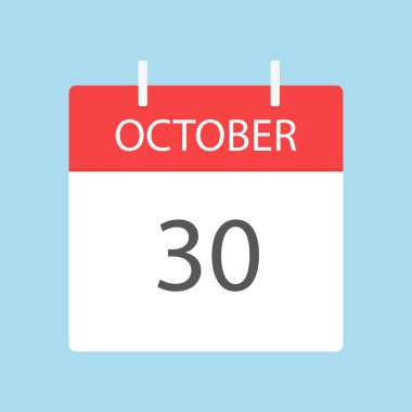 Ekim gözyaşı takvimi simgesi. Her gün yırtılacak bir takvim. Ulusal Şeker Mısır Günü. Düz bir şekilde vektör illüstrasyonu. Açık mavi bir arkaplanda izole edilmiş.