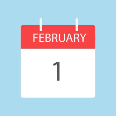 Şubat gözyaşı takvimi simgesi. Her gün yırtılacak bir takvim. Düz bir şekilde vektör illüstrasyonu. Açık mavi bir arkaplanda izole edilmiş.