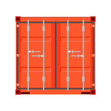 Kargo konteynırının turuncu kapısı. Nakliye konteynırı. Düz bir şekilde vektör illüstrasyonu. Beyaz bir arkaplanda izole edilmiş.