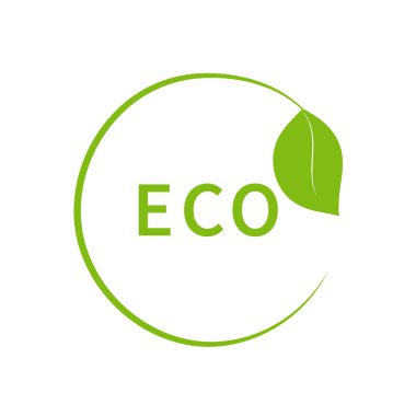 Eko etiket vektör çizimi beyaz arkaplanda izole edildi.