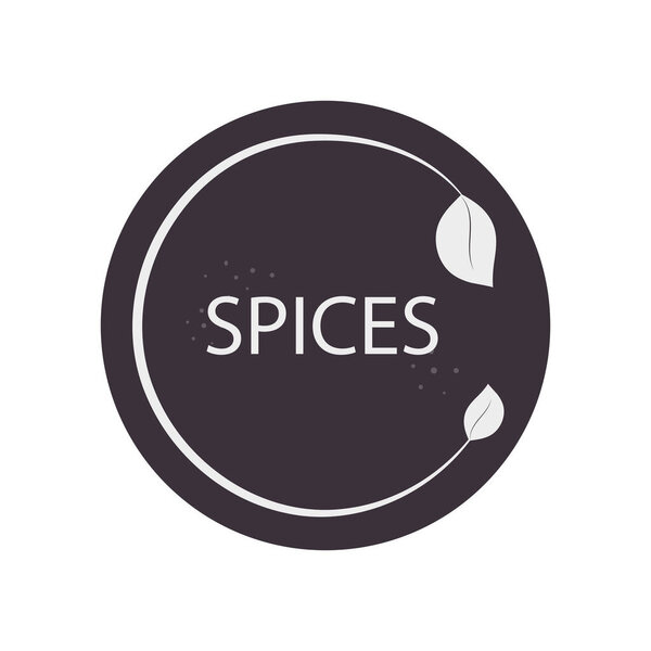 Наклейка организатора специй. Векторная этикетка для специй. Метка для маркировки. Наклейка на специи на темном фоне. Векторная иллюстрация