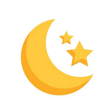 Yıldızlı ayın vektör çizimi. Beyaz bir arkaplanda izole edilmiş.