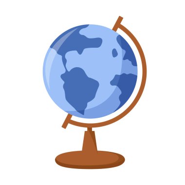 Dünyanın vektör küresi. Mavi küre. Okul küresi. Beyaz bir arkaplanda izole edilmiş.