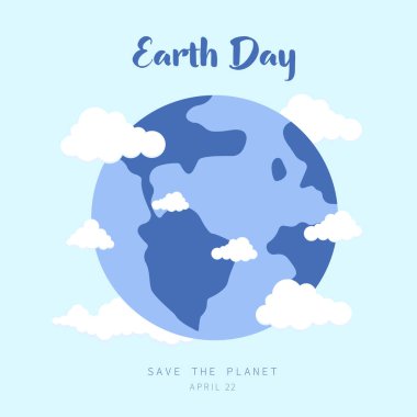 Dünya günün kutlu olsun. Dünya Günü. Ekoloji ve çevre koruma. Kartpostal olarak ya da baskı için kullanılabilir. Çizgi film tarzında vektör illüstrasyonu.