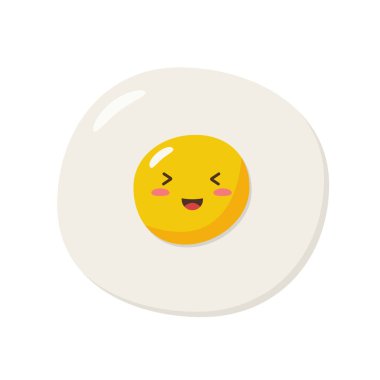 Kawaii usulü sahanda yumurta. Vektör çizimi. Beyaz arkaplanda izole.