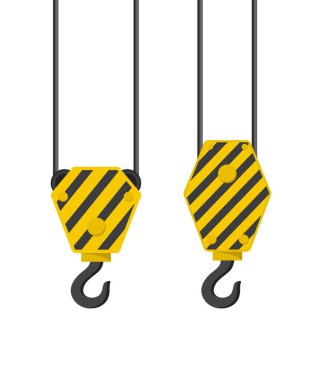 Vinç kancalarının vektör seti. Beyaz arka planda izole edilmiş. Vektör çizimi. Düz biçim.