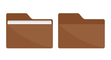 Dizin simgesini aç ve kapat. Kahverengi dosyalar. Beyaz arkaplanda izole.