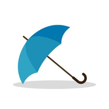 Mavi açık şemsiye. Vektör çizimi. Beyaz arkaplanda izole.