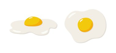 Yağda yumurta. Kahvaltı konsepti. Vektör çizimi. Beyaz arka planda izole edilmiş. Düz tasarım.