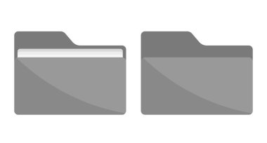 Dizin simgesini aç ve kapat. Koyu gri klasörler. Beyaz arkaplanda izole.