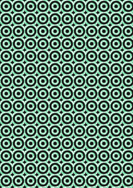 Siyah ve yeşil dairesel halkalardan oluşan kusursuz bir geometrik desen. Dijital arka planlar, duvar kağıtları, tekstil ve grafik tasarım projeleri için ideal. Cesur, yapılandırılmış görünümlü modern ve şık..