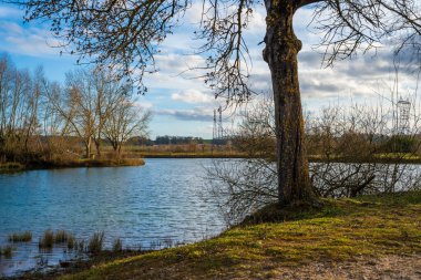 Sakin sular mavi gökyüzünü yansıtır ağaçlar kıyı boyunca uzanır, sakin bir kaçış sunar manzarayla birlikte doğanın güzelliğini ahenkle yakalar.